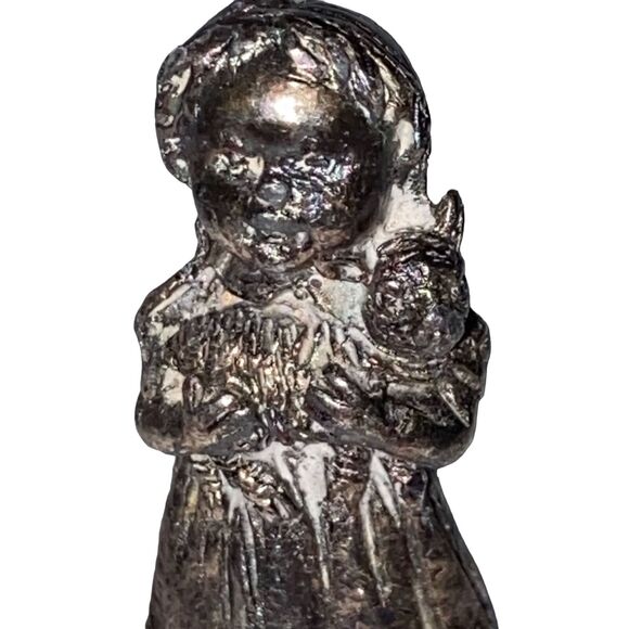 New England Collectors Society Bell Girl with Rabbit Silver Plate Bunny - Picture 1 of 9